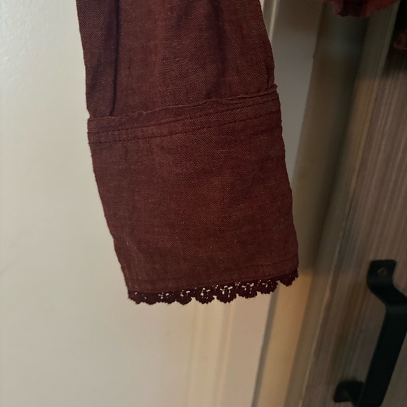 Free People Linen Blend Mauve Ruffle Jacket Boho Peplum Vintage Size Small - Picture 9 of 15